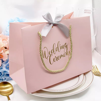 Borse benvenute di carta dei sacchi di carta di Kraft della maniglia della toppa di stampa offset per gli ospiti di nozze