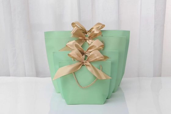 Timbratura della borsa bianca del regalo del nastro della cravatta a farfalla della borsa di Logo Light Green Cosmetic Shopping