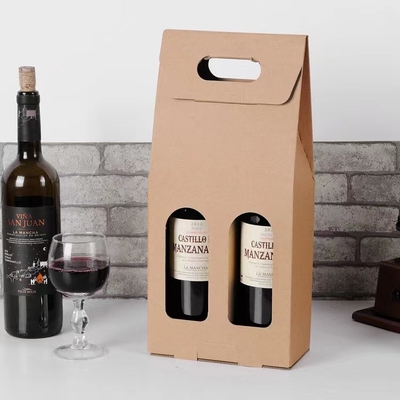borsa biodegradabile del regalo del vino di 2 bottiglie dei sacchi di carta della bottiglia di vino di 10cm*35cm*10cm