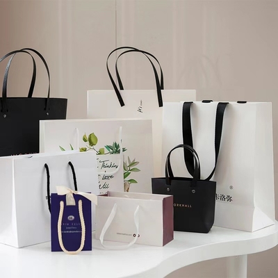 Sacchetti della spesa cosmetici di lusso su ordinazione dell'abbigliamento dei sacchi di carta con le maniglie